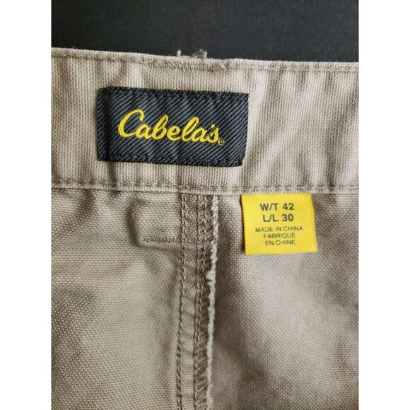 Cabelas Mens 42x30 Cargo Pants Tan High-Rise Full-Length Durable Casual Style - Picture 9 of 11
